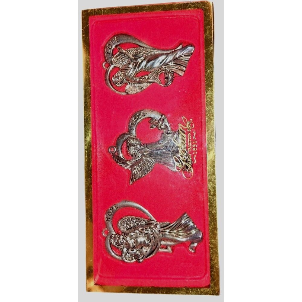 Ornaments Gorham Angel 3: Love Peace & Hope With‎ Heart Detail Christmas Decor